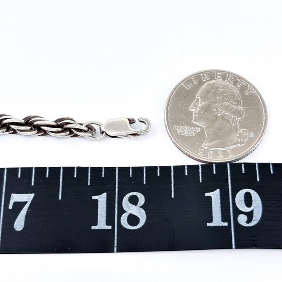 Estate Sterling Silver 925 4.7mm Oxidized Rope Chain Necklace 18” - Picture 3 of 4